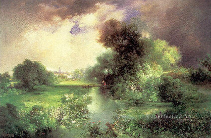 June East Hampton landscape Thomas Moran brook Oil Paintings
